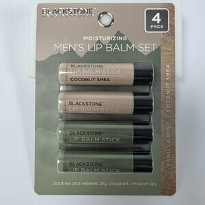 Blackstone Men’s Lip Balm Set 4 Pack Coconut Shea Vanilla Mint Moisturizing